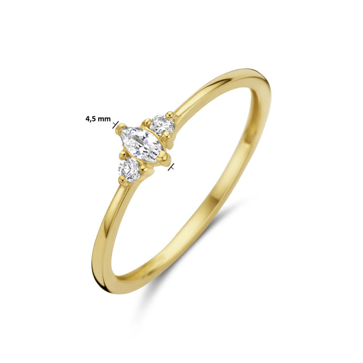 ring trilogy zirconia 14K yellow gold