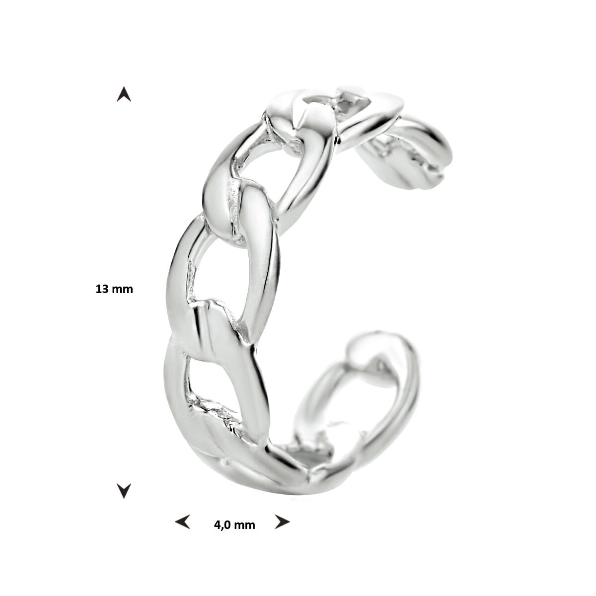 earcuff schakel zilver gerhodineerd