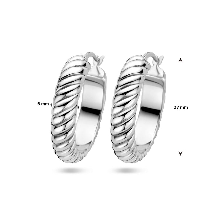 earrings twisted silver rhodium plated