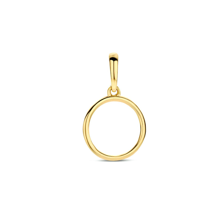 De Van der Kooij Collectie hanger rondje 14K geelgoud is een elegante, open cirkelvormige hanger met een kleine bail - een ideale dames sieraad voor elke gelegenheid, hier afgebeeld op een effen witte achtergrond.