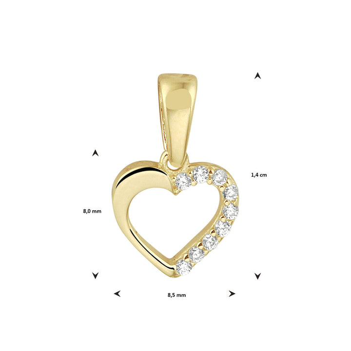 pendant heart zirconia 14K yellow gold