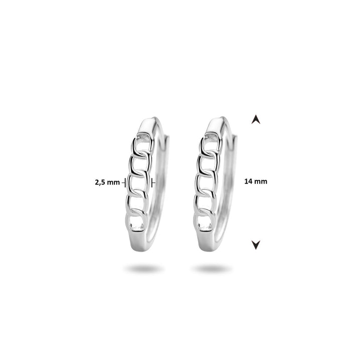 drop earrings link motif silver rhodium plated