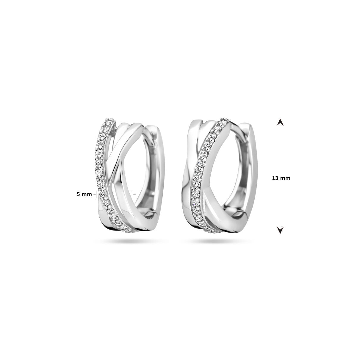 klapoorringen 13 mm zilver gerhodineerd