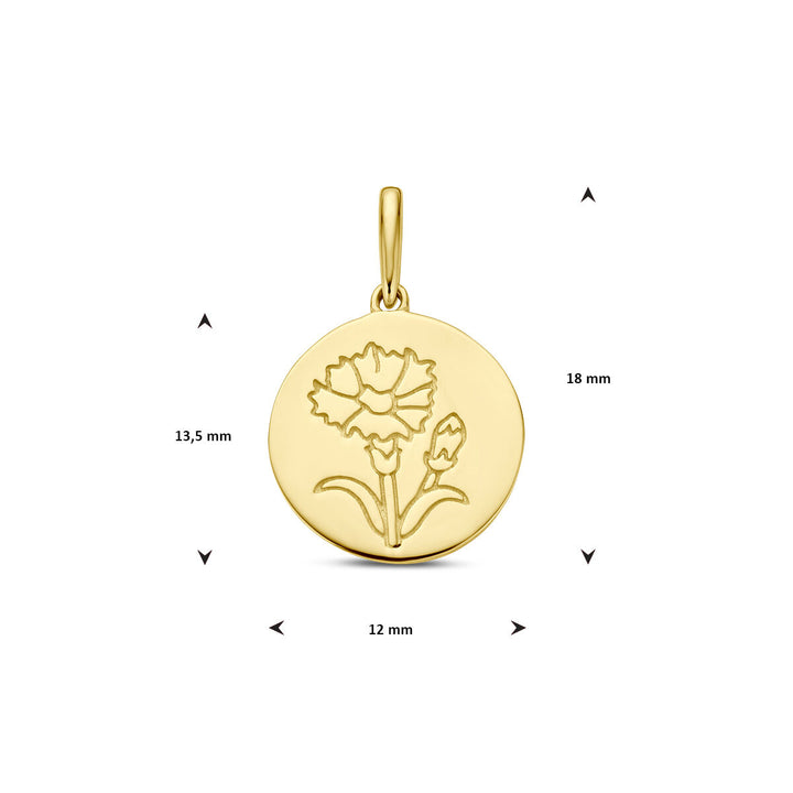 pendant with birth flower 14K yellow gold