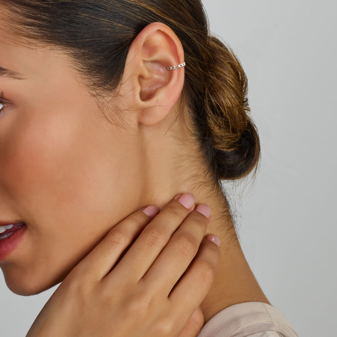 earcuff schakel zilver gerhodineerd