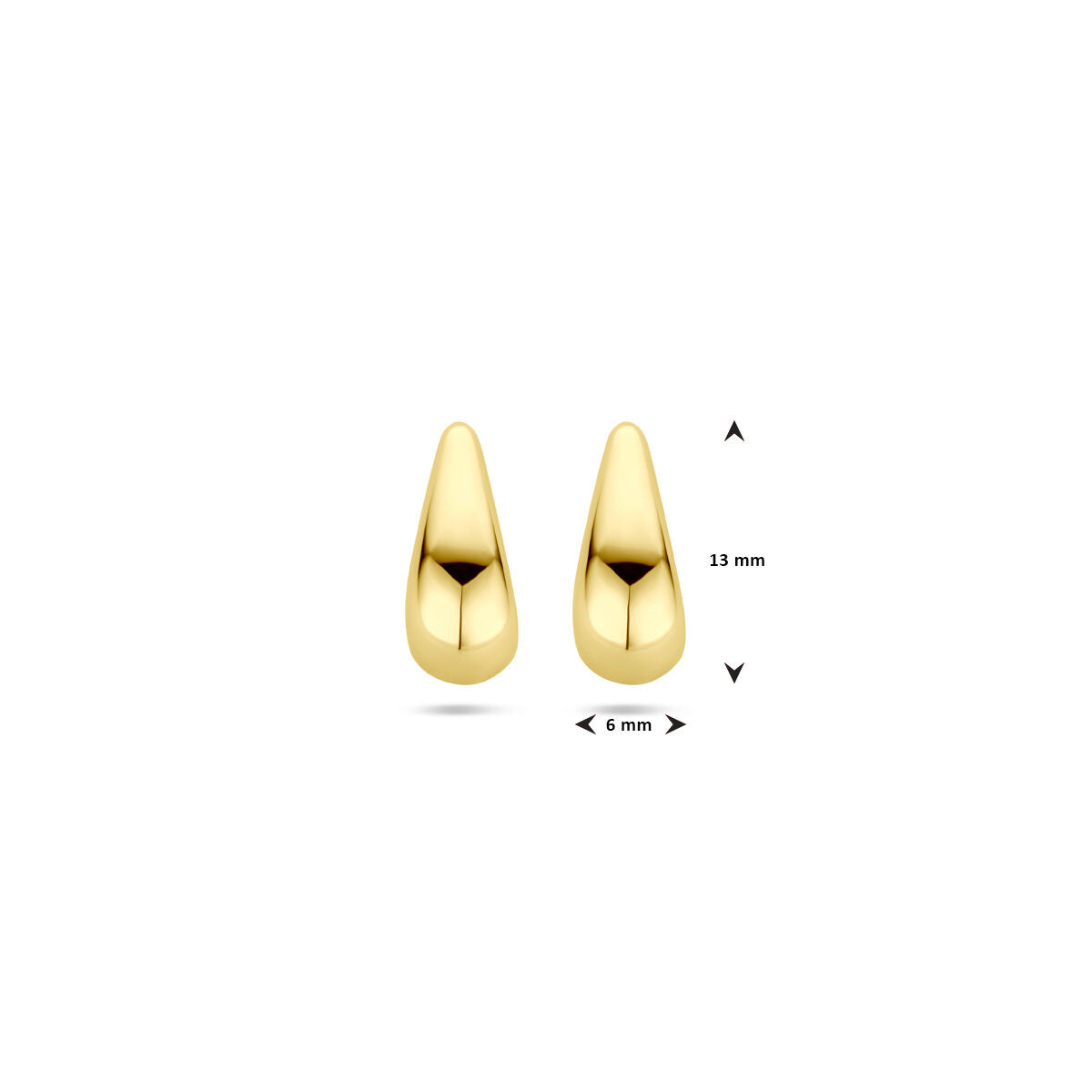 oorknoppen druppel 13 mm 14K geelgoud
