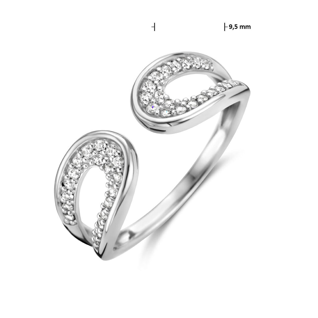 ring zirconia silver rhodium plated