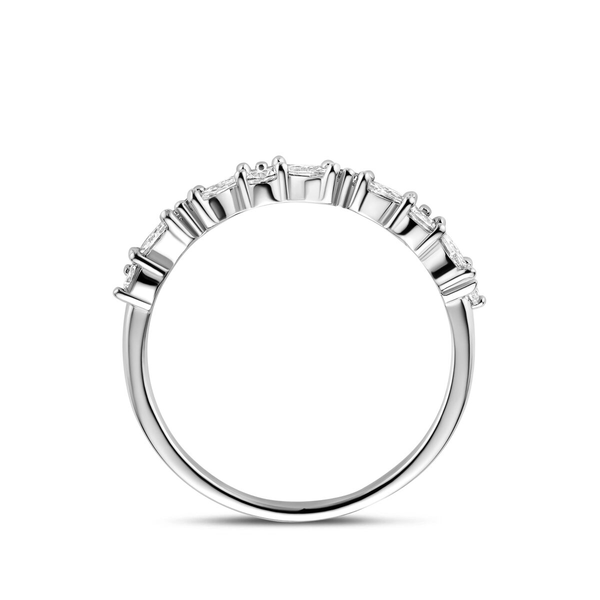 Zilveren damesring met markies zirkonia – 3.5 mm breed