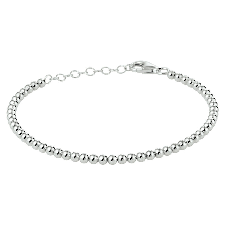 Silver bracelet ladies beads rhodium plated