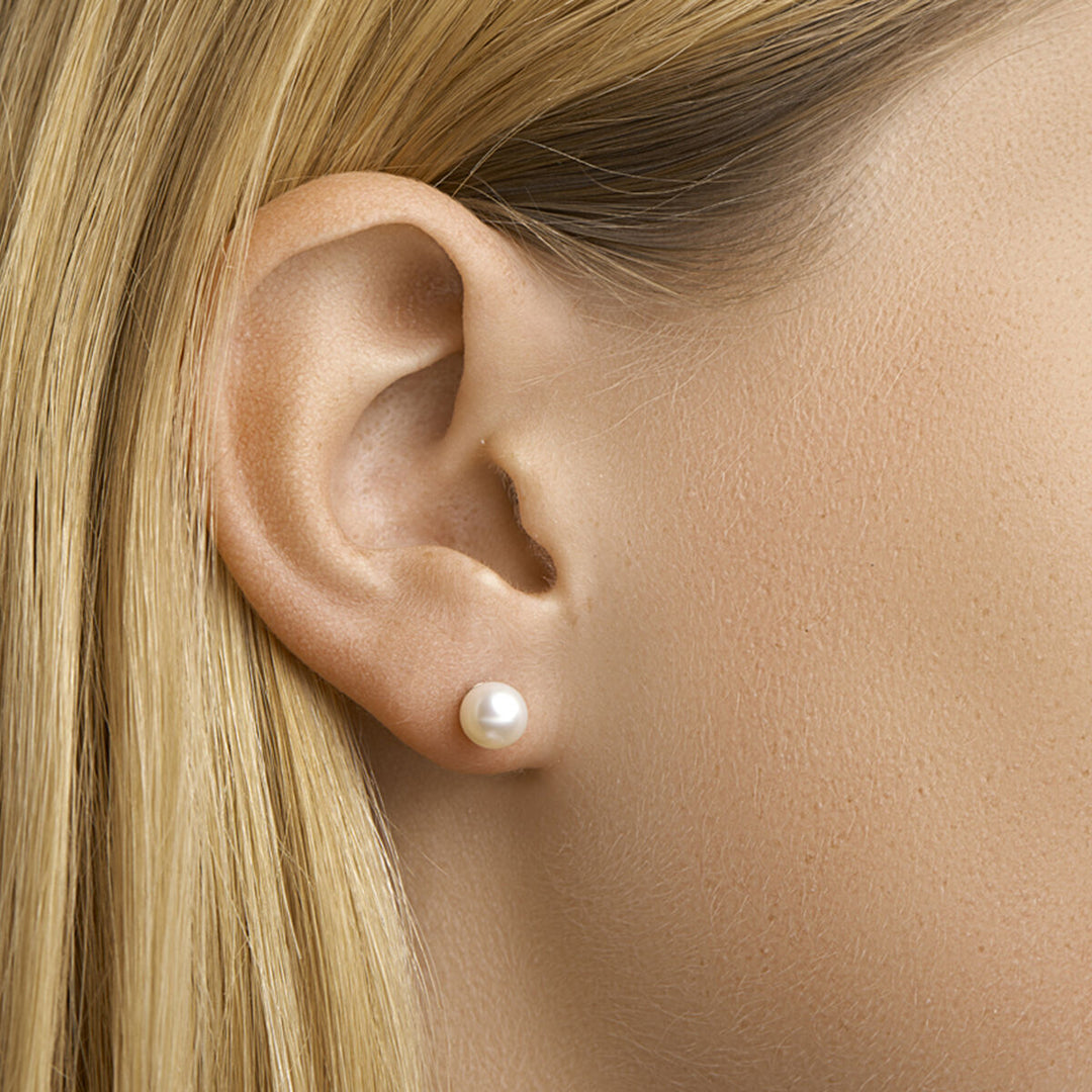 pearl ear studs 14K yellow gold