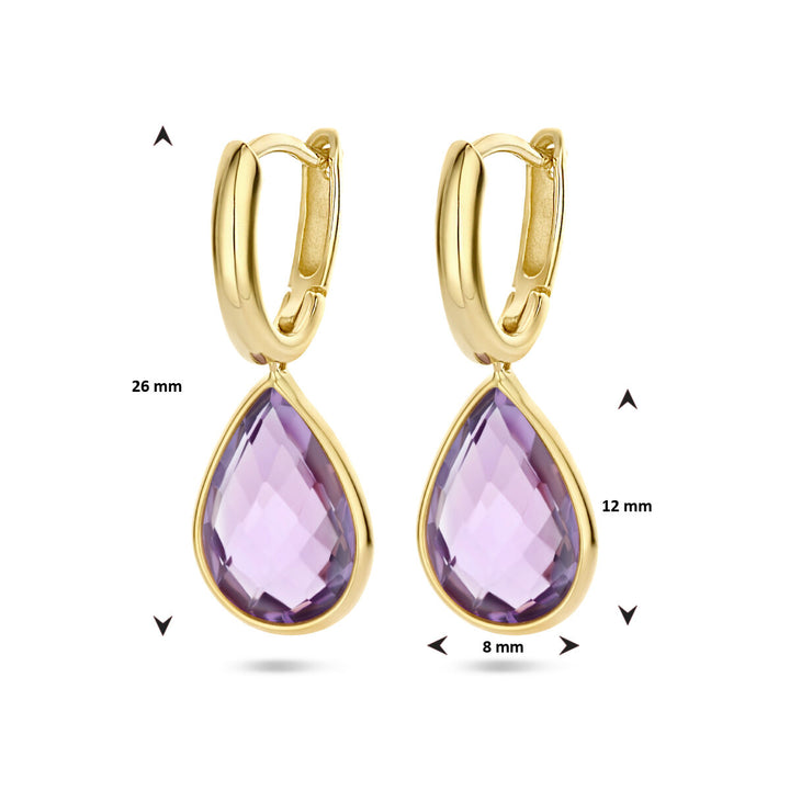 drop earrings amethyst 14K yellow gold