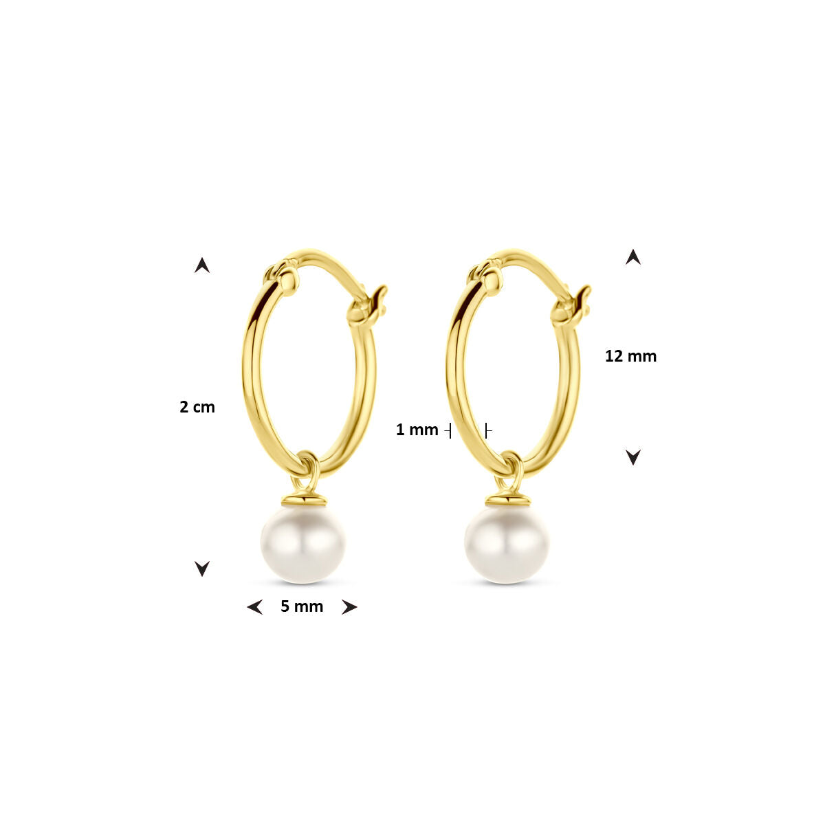 oorringen parel 14K geelgoud