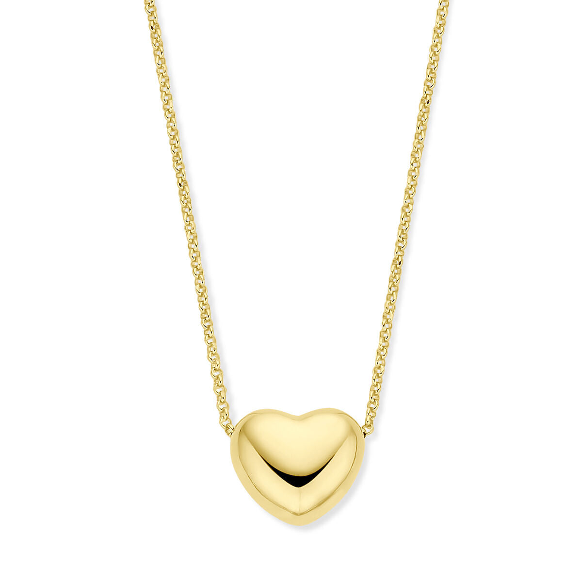 Collier met een hartvormige hanger, 3 micron verguld zilver in geel, met een fijne ketting van 42 + 5 cm.