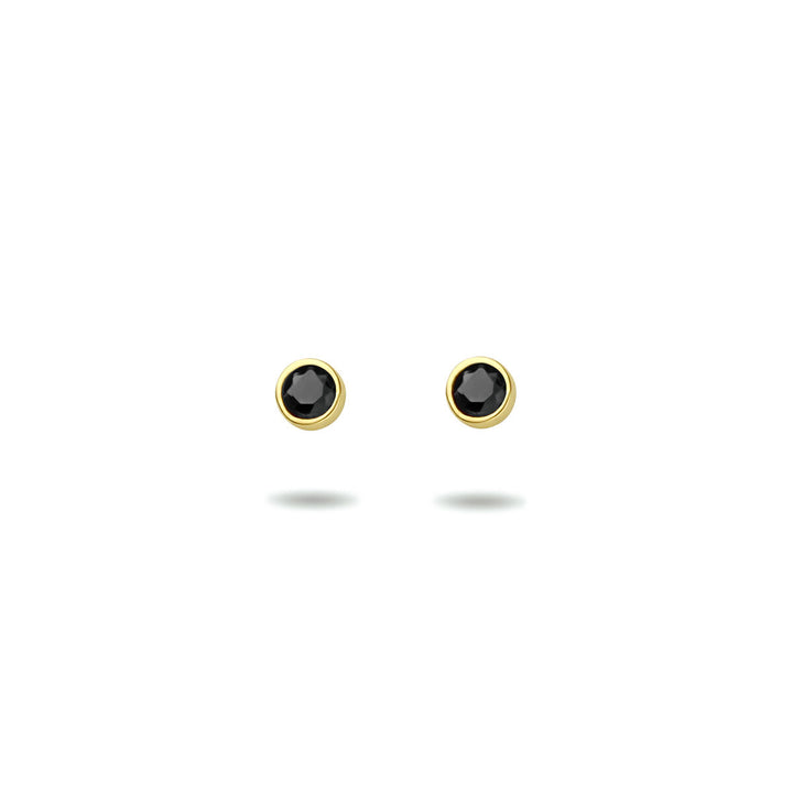 Ohrstecker schwarzer Zirkonia 14K Gelbgold