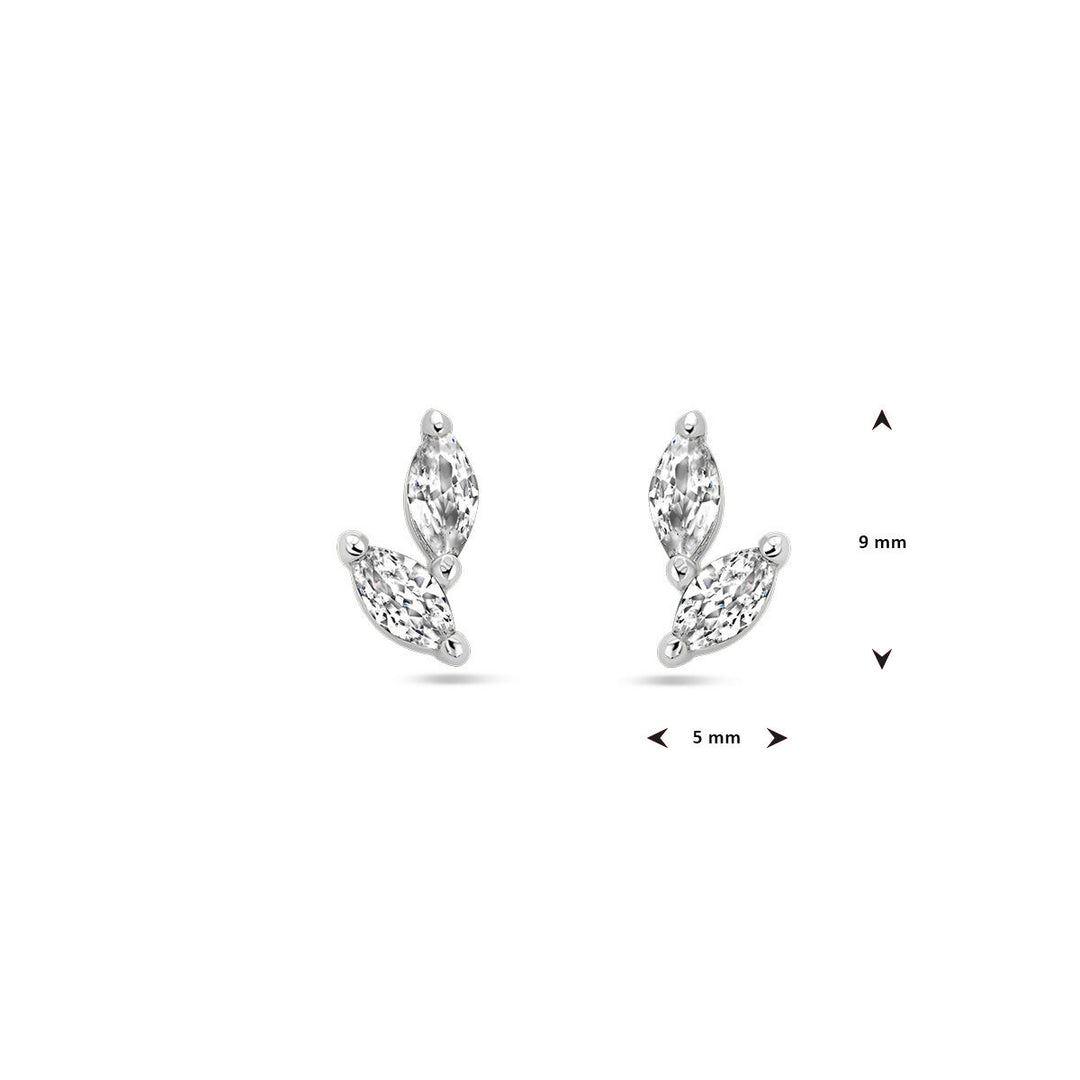 ear studs zirconia silver rhodium plated
