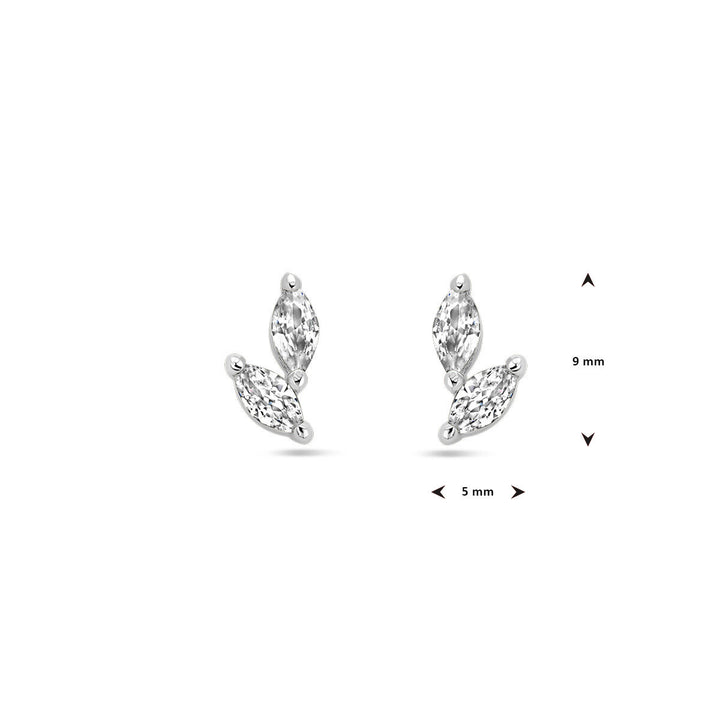 ear studs zirconia silver rhodium plated