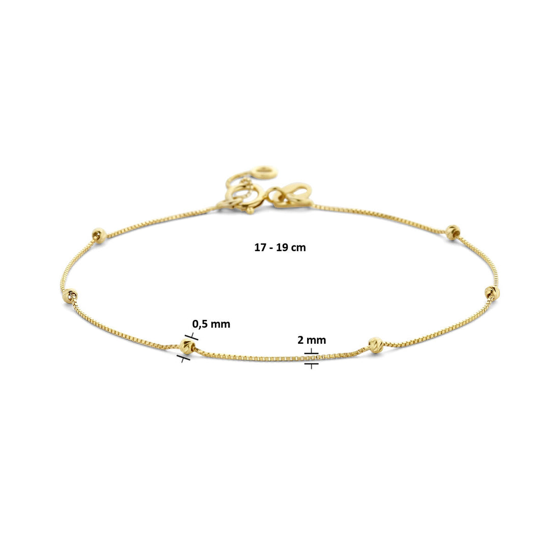 Gold bracelet ladies beads diamond-plated 14K