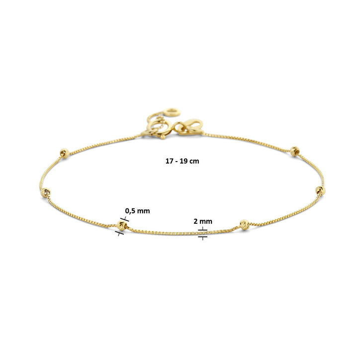 Gold bracelet ladies beads diamond-plated 14K