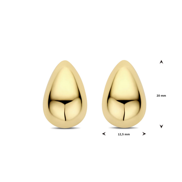 oorknoppen druppel 20 mm 1 micron zilver verguld (geel)