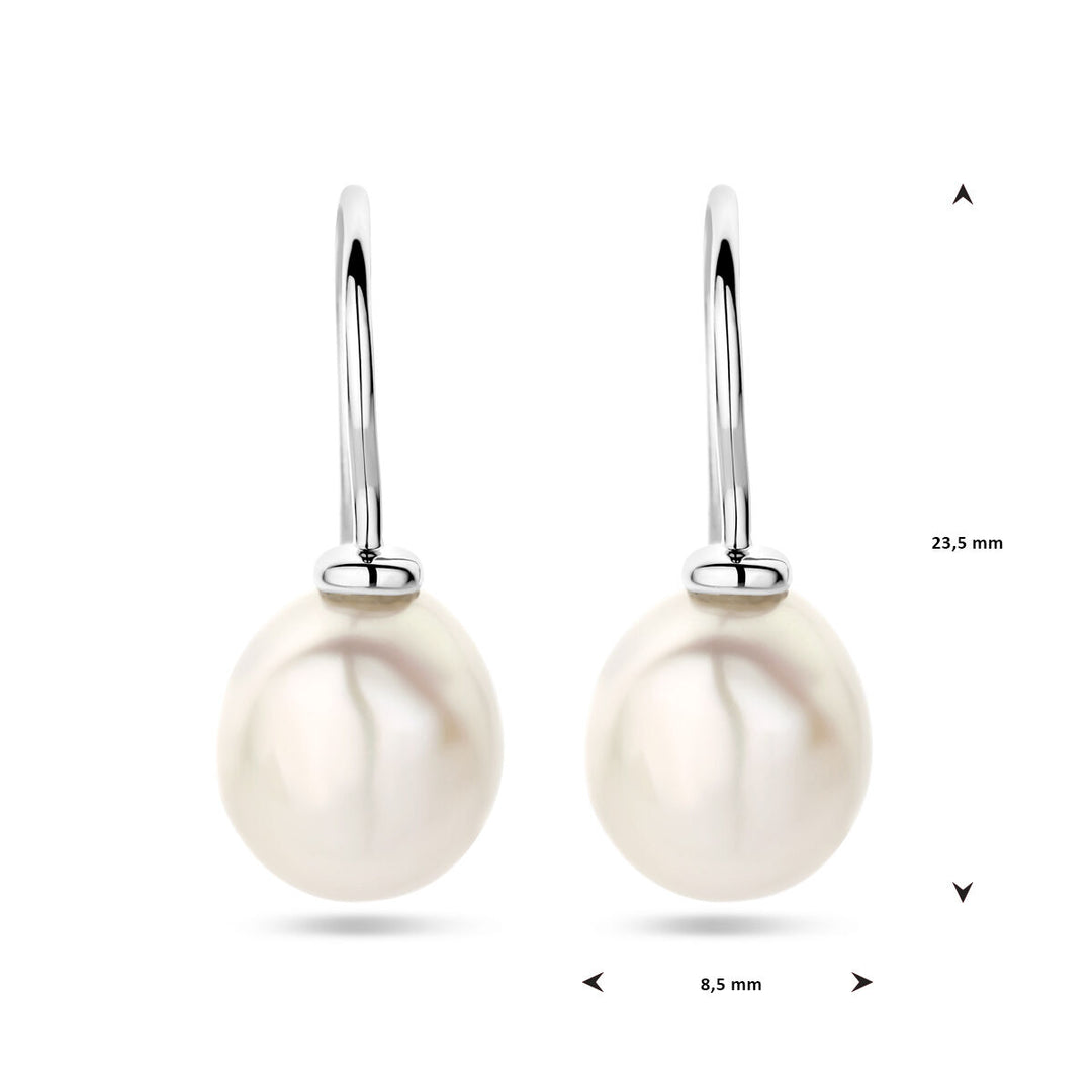 oorhangers barok parel franse haak zilver gerhodineerd