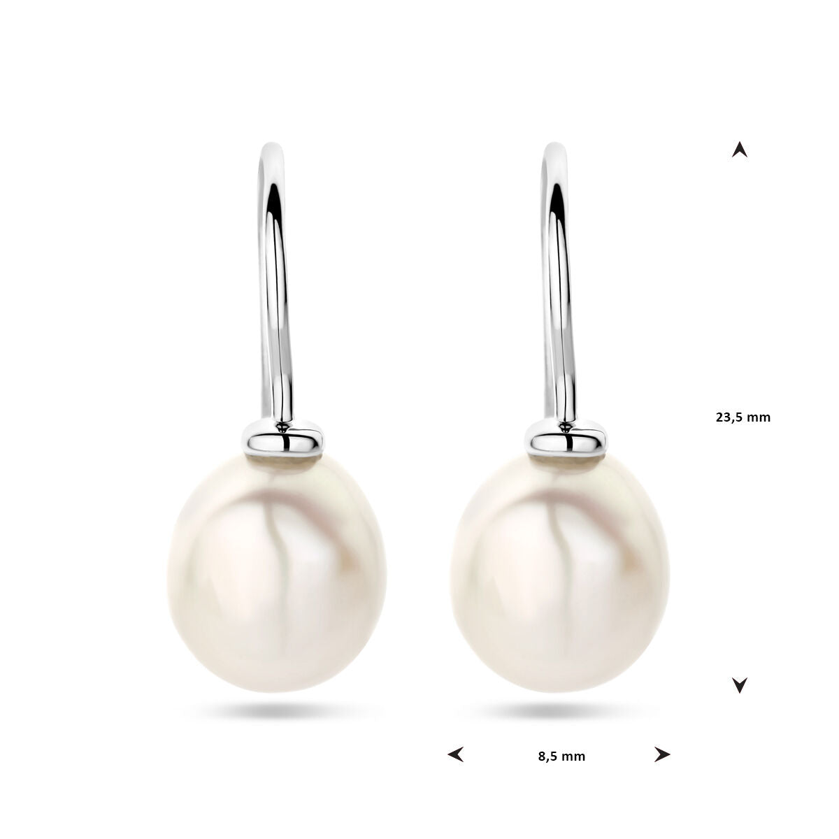 oorhangers barok parel franse haak zilver gerhodineerd