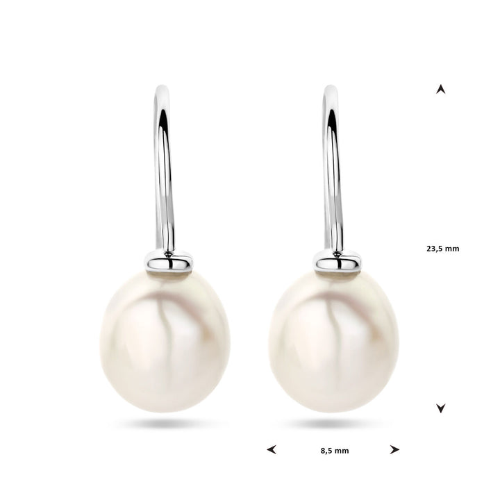 oorhangers barok parel franse haak zilver gerhodineerd