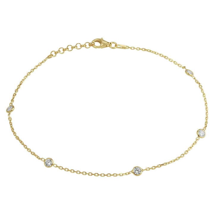 anklet zirconia 24 + 2 cm 3 micron silver gold plated (yellow)