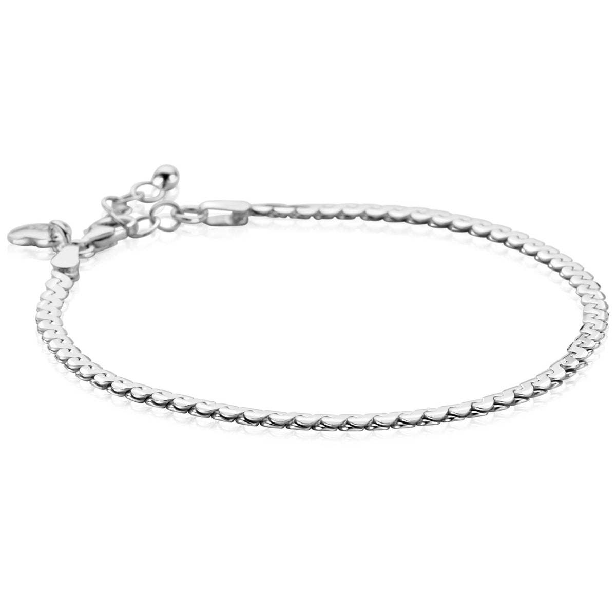 Zilveren armband met een schakelontwerp en een verstelbare sluiting van 18-21 cm.