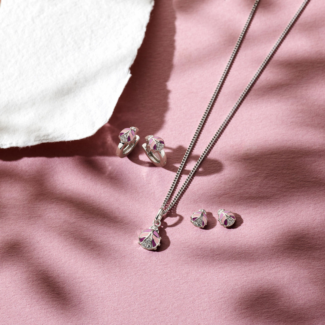 pendant ladybug zirconia silver rhodium plated