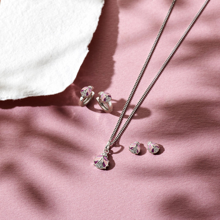 pendant ladybug zirconia silver rhodium plated