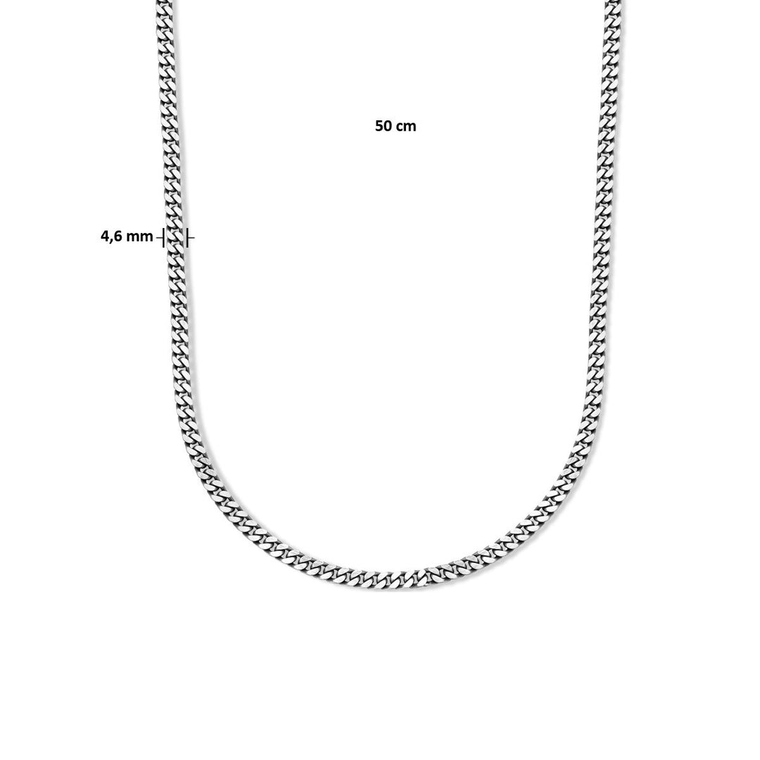 Silver necklace men - necklace oxi gourmette 6-sided cut 4.6 mm