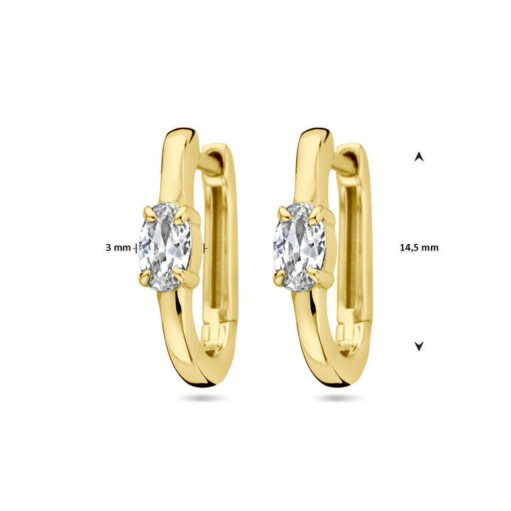 drop earrings zirconia 1 micron silver gold plated (yellow)