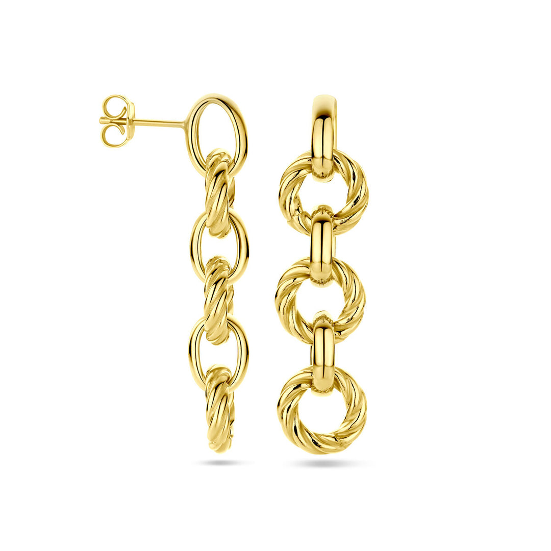 earrings circles twisted 1 micron silver gold plated (yellow)