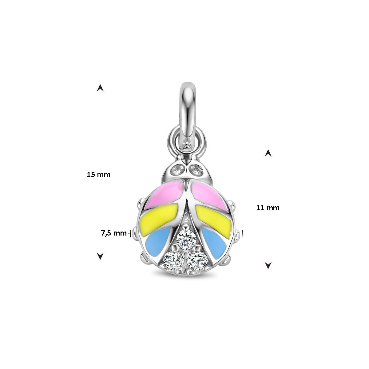 pendant ladybug zirconia silver rhodium plated