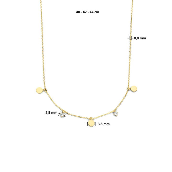 necklace round zirconia 40 - 42 - 44 cm 14K yellow gold