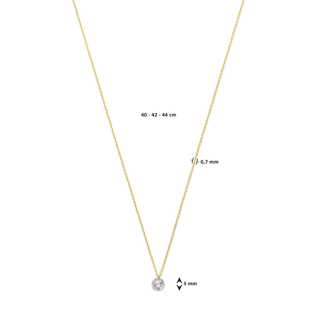 collier lab grown diamant 0,7 mm 40 - 42 - 44 cm 0.25ct g si 14K geelgoud