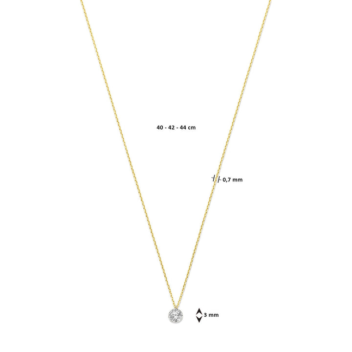 collier lab grown diamant 0,7 mm 40 - 42 - 44 cm 0.25ct g si 14K geelgoud