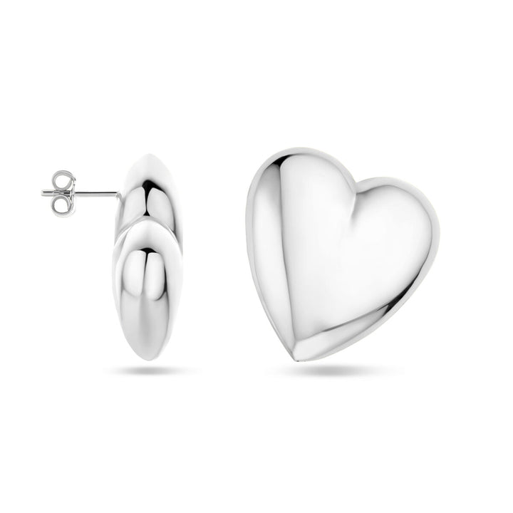 Van der Kooij Collection - ear studs heart 31 mm silver rhodium plated