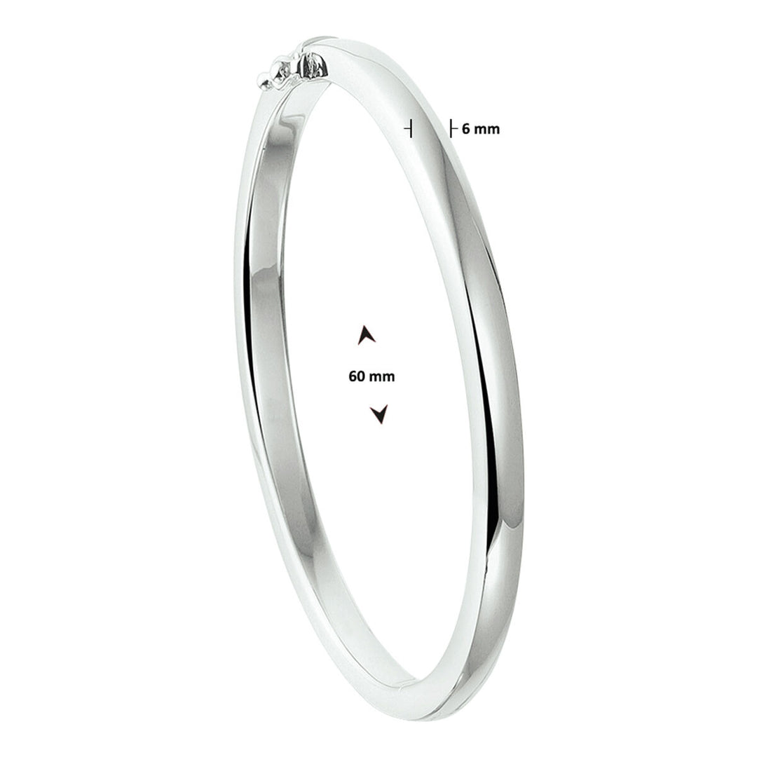 bangle scharnier massief 6 mm zilver gerhodineerd