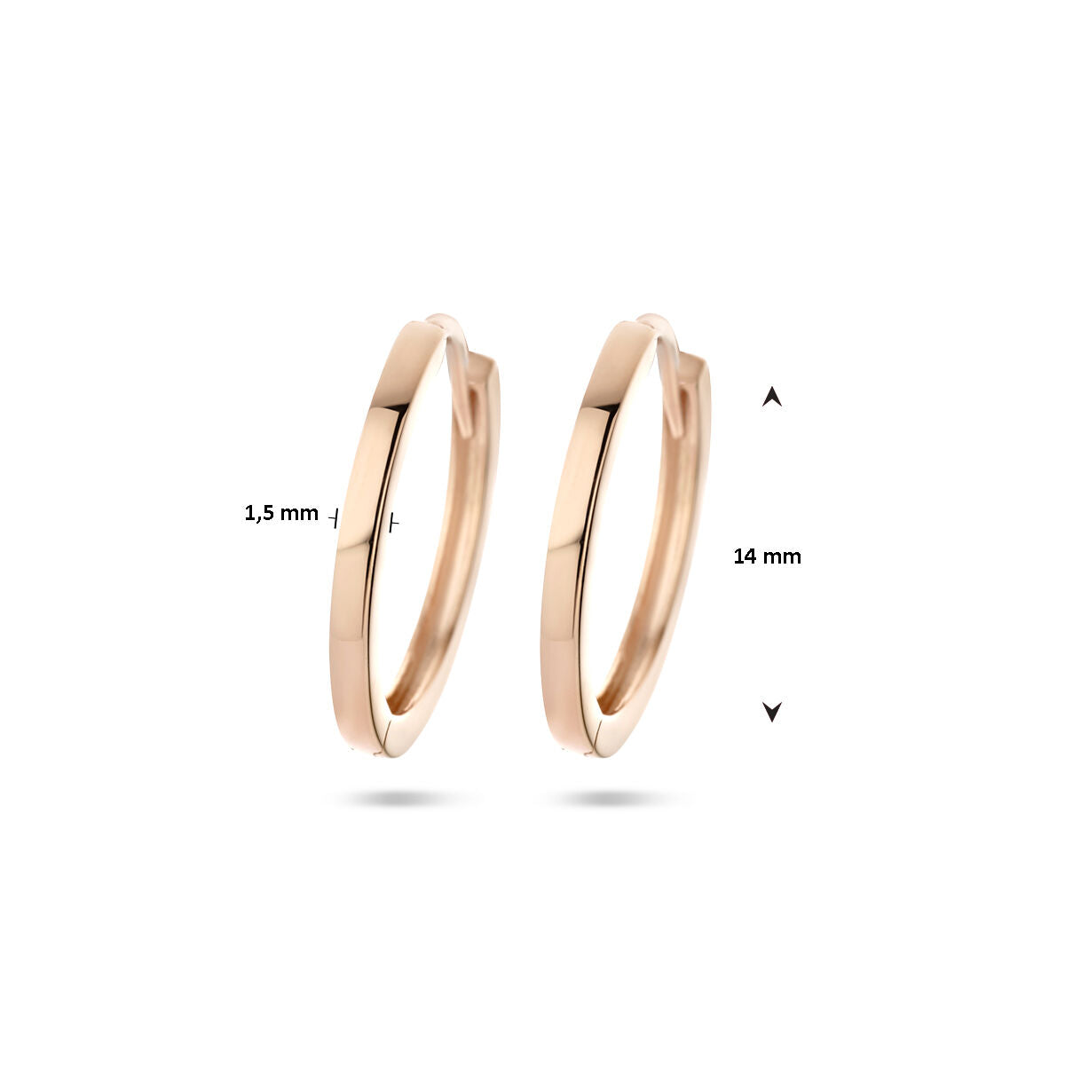 klapoorringen 14K roségoud