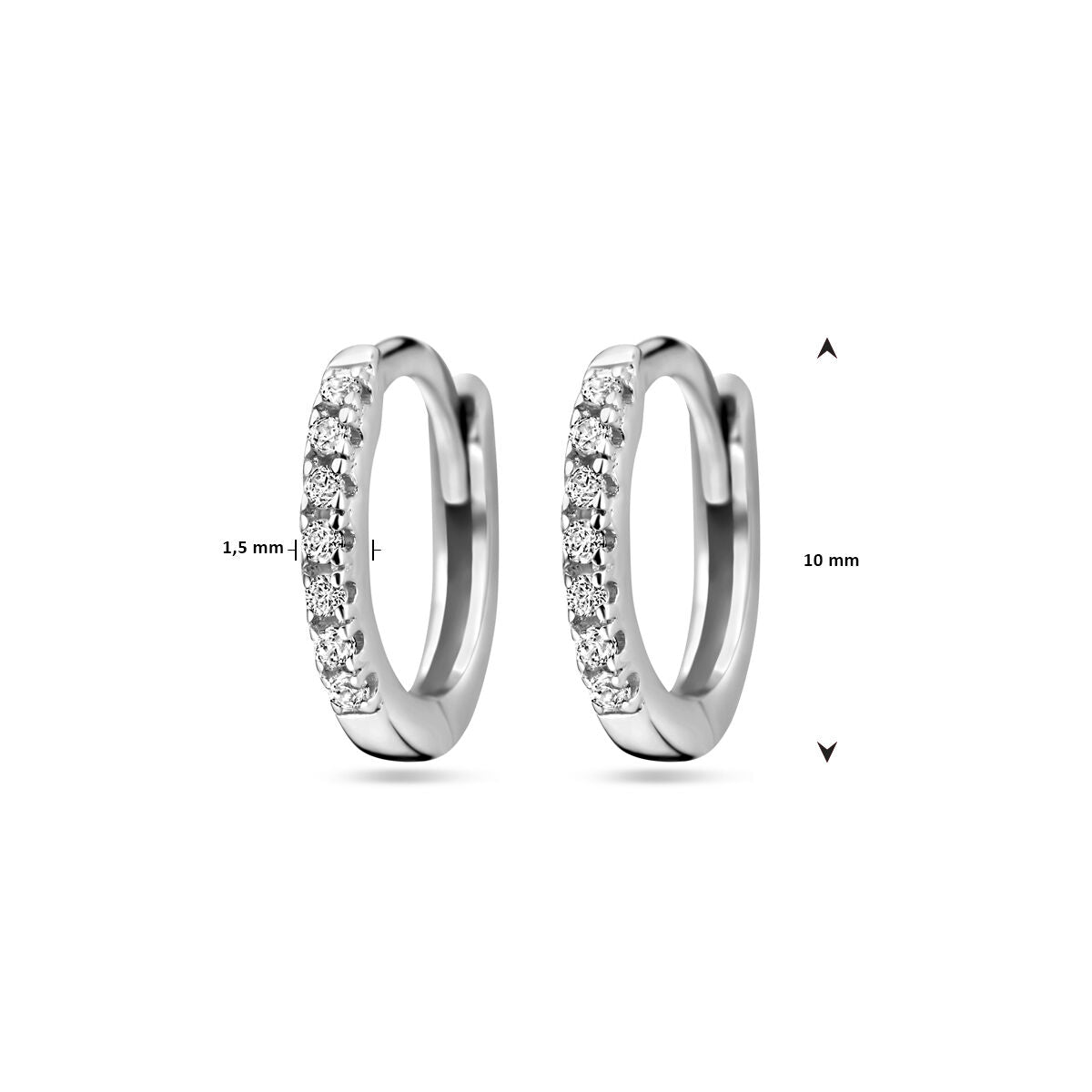 klapoorringen zirkonia zilver gerhodineerd