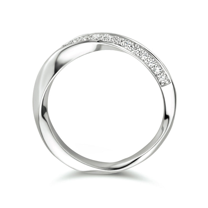 ring zirconia silver rhodium plated