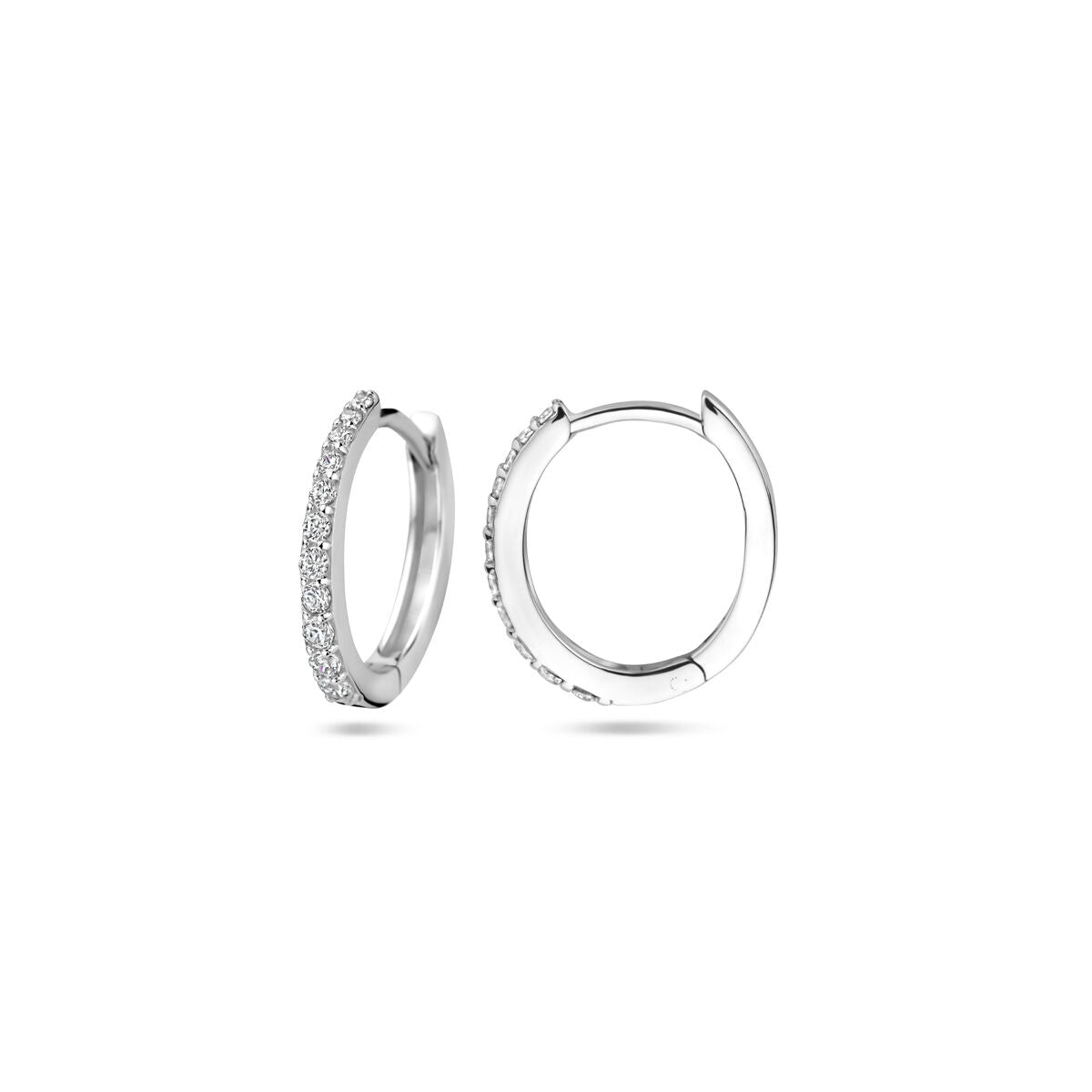 klapoorringen zirkonia 14 mm zilver gerhodineerd