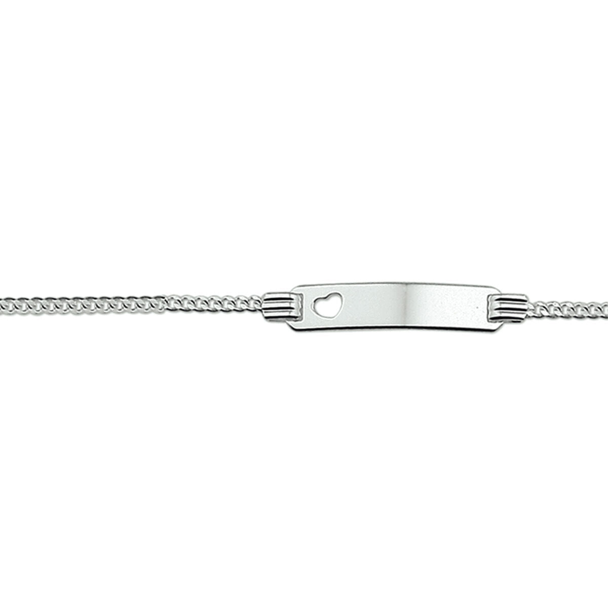graveerarmband hart gourmet plaat 4,8 mm 11 - 13cm zilver gerhodineerd