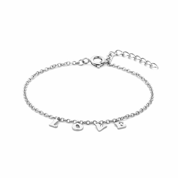 Silver bracelet ladies love rhodium plated