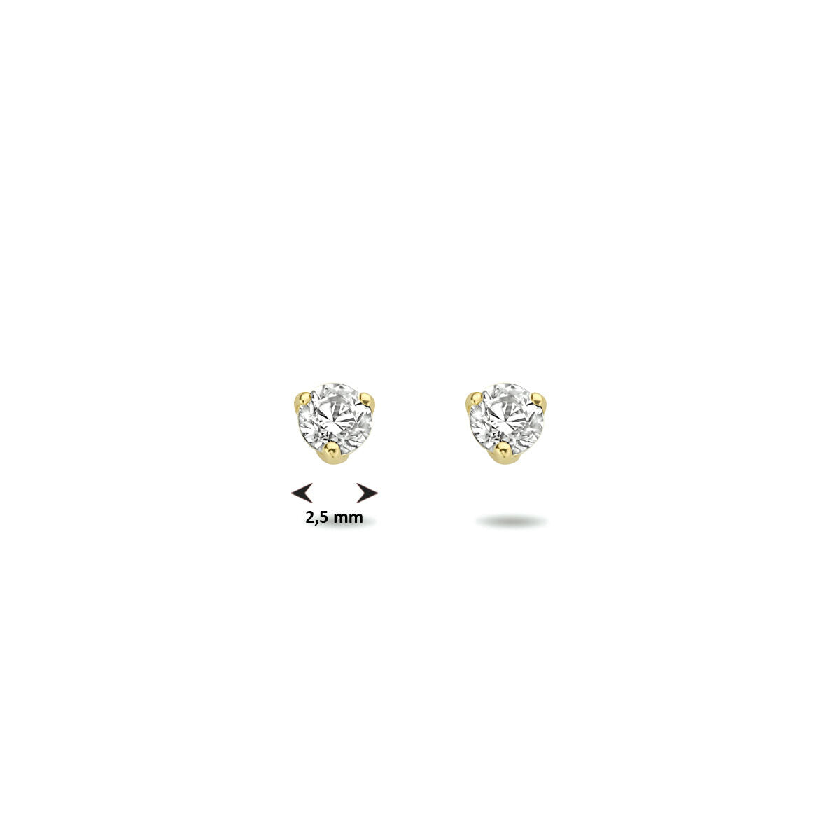 ear studs zirconia 14K yellow gold