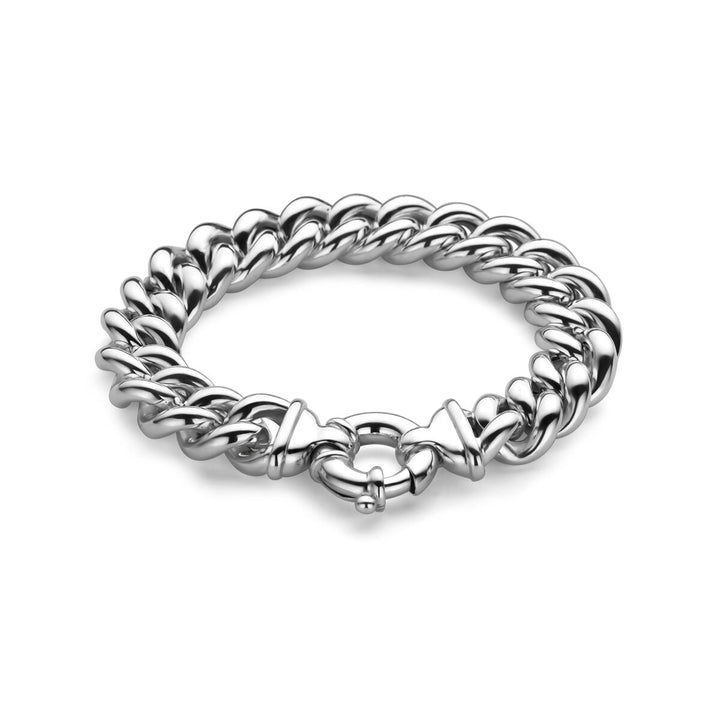 Silver bracelet ladies gourmette with large spring clasp