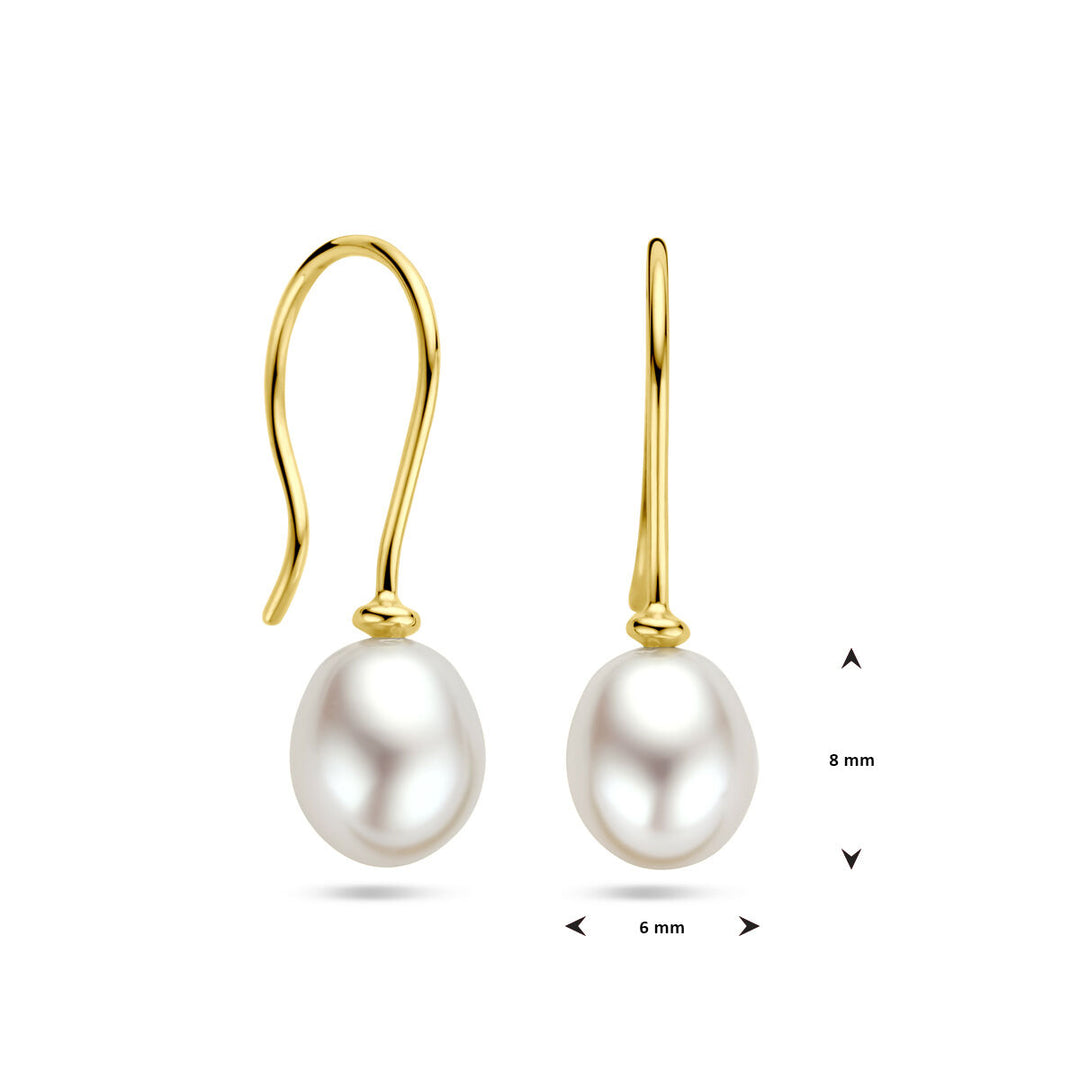 earrings pearl French hook 14K yellow gold