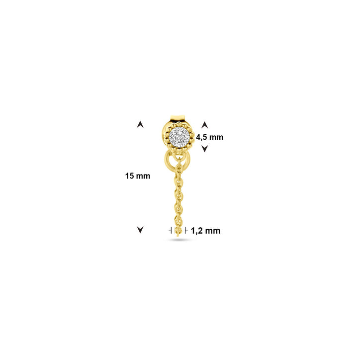 ear stud per piece zirconia 1 micron silver gold plated (yellow)