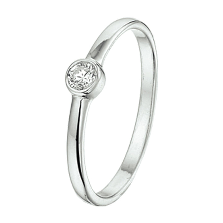 ring zirconia silver rhodium plated